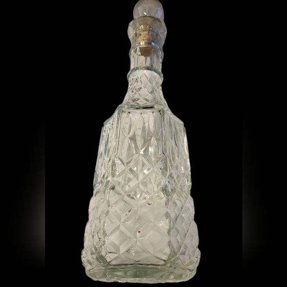 Vintage Circa 1970 Diamond Cut Molded Glass Decanter - Picture 2 of 8